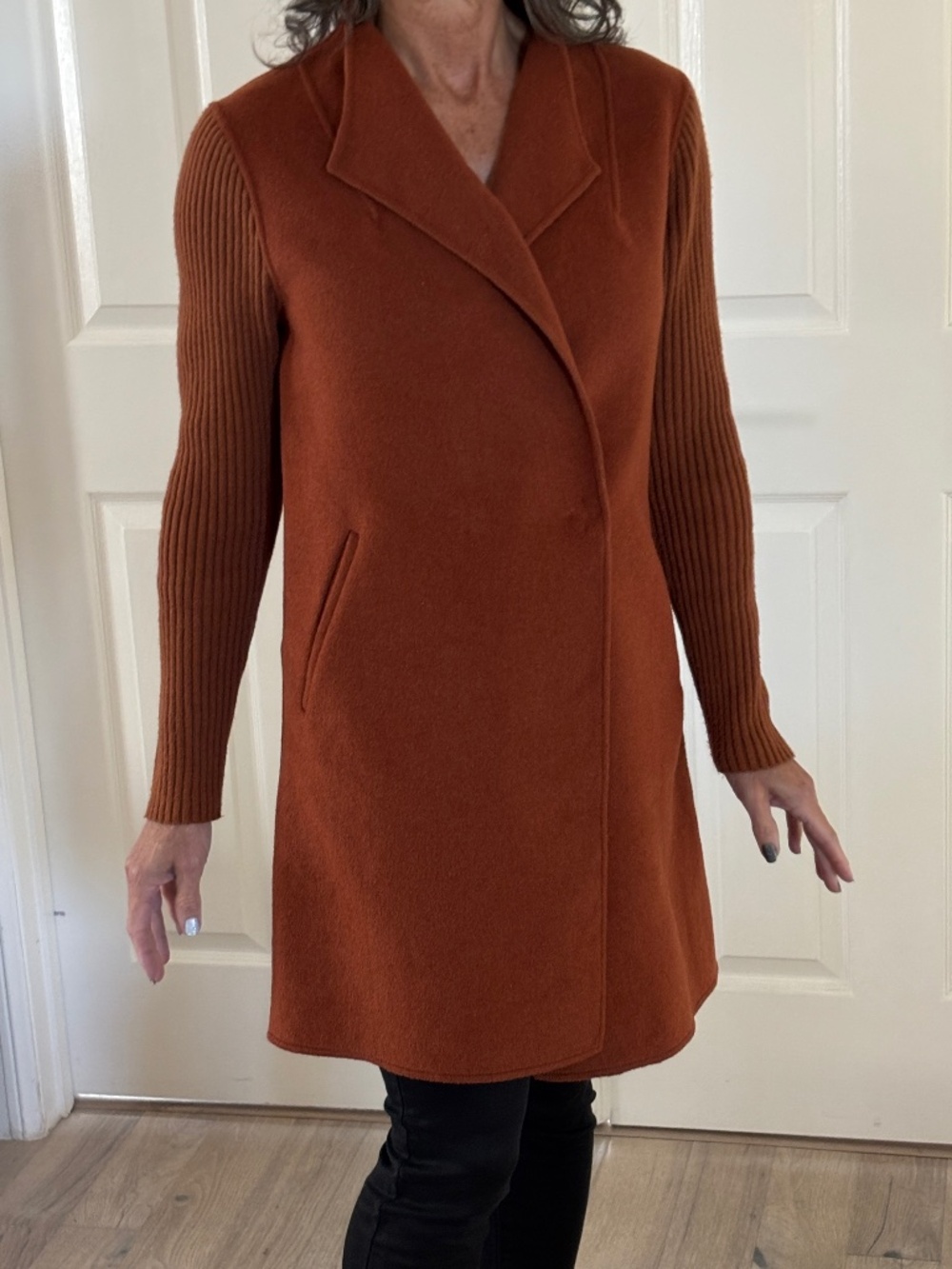 Kenneth Cole New York Double Face Wool Coat - Burnt Orange Size XSP - Picture 3 of 14